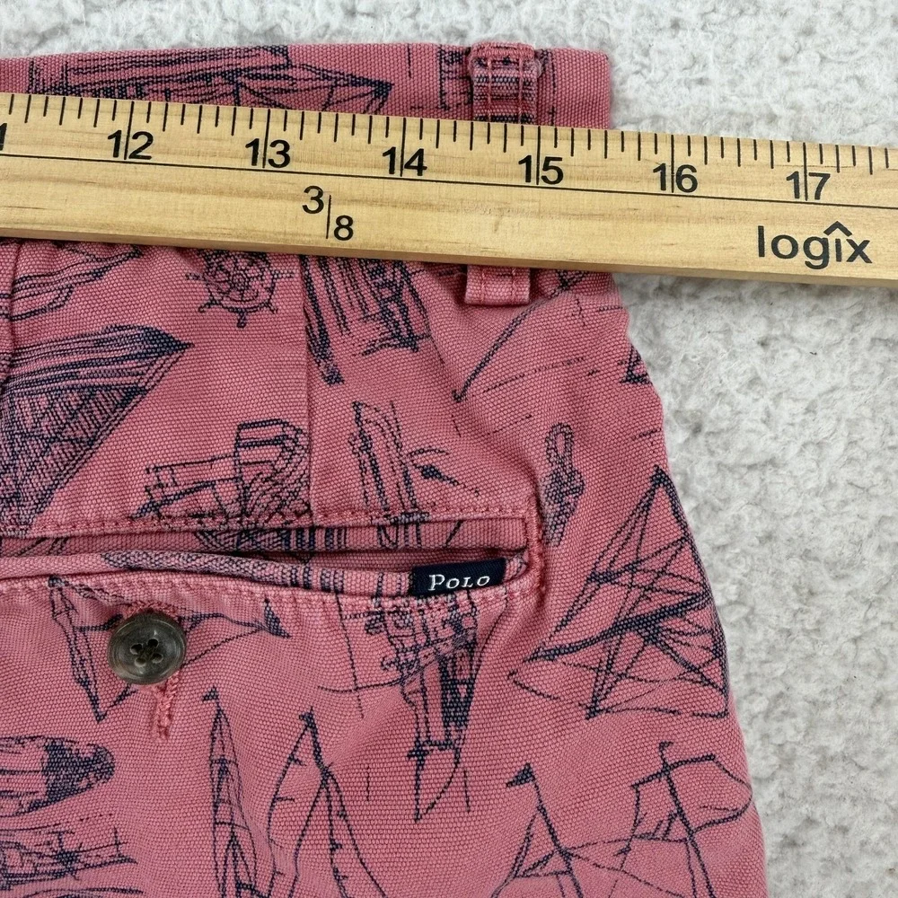 Polo Ralph Lauren Shorts Mens 32 Pink Nautical Boat Print Chino Coastal Sailing